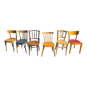 Lot 6 chaises bistrot - bois