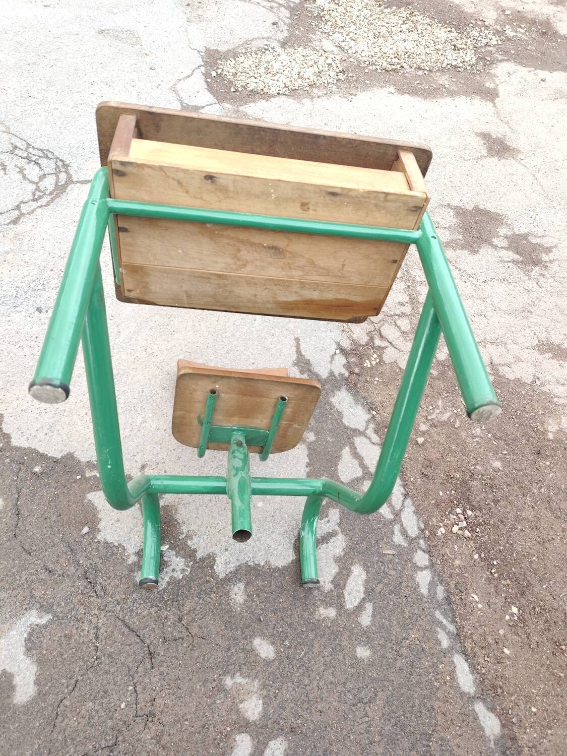Vintage school desk, old cellar find.