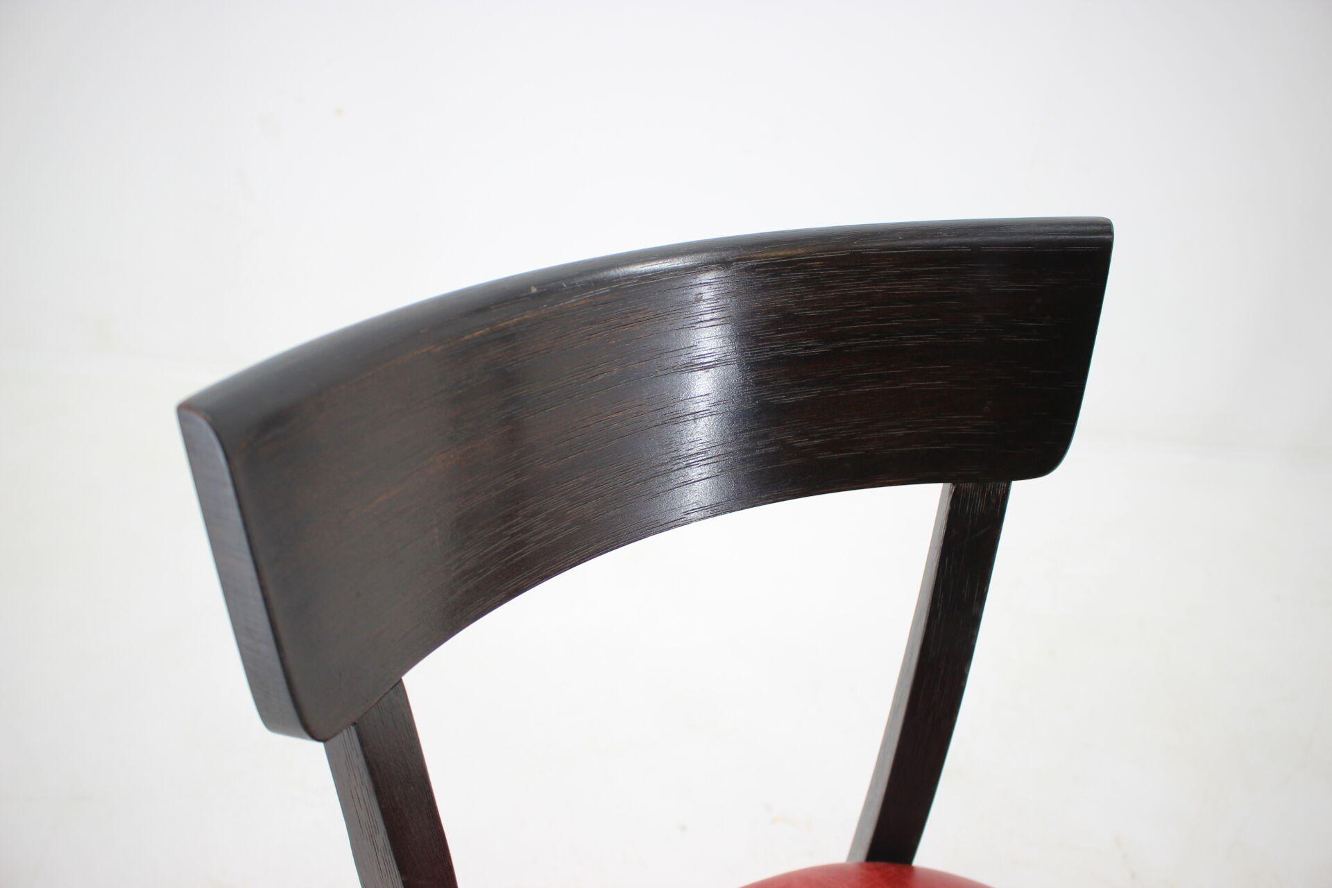 1950s Red Leather Dining Chairs for UP Czechoslovakia, Set of 4