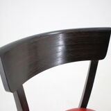 1950s Red Leather Dining Chairs for UP Czechoslovakia, Set of 4