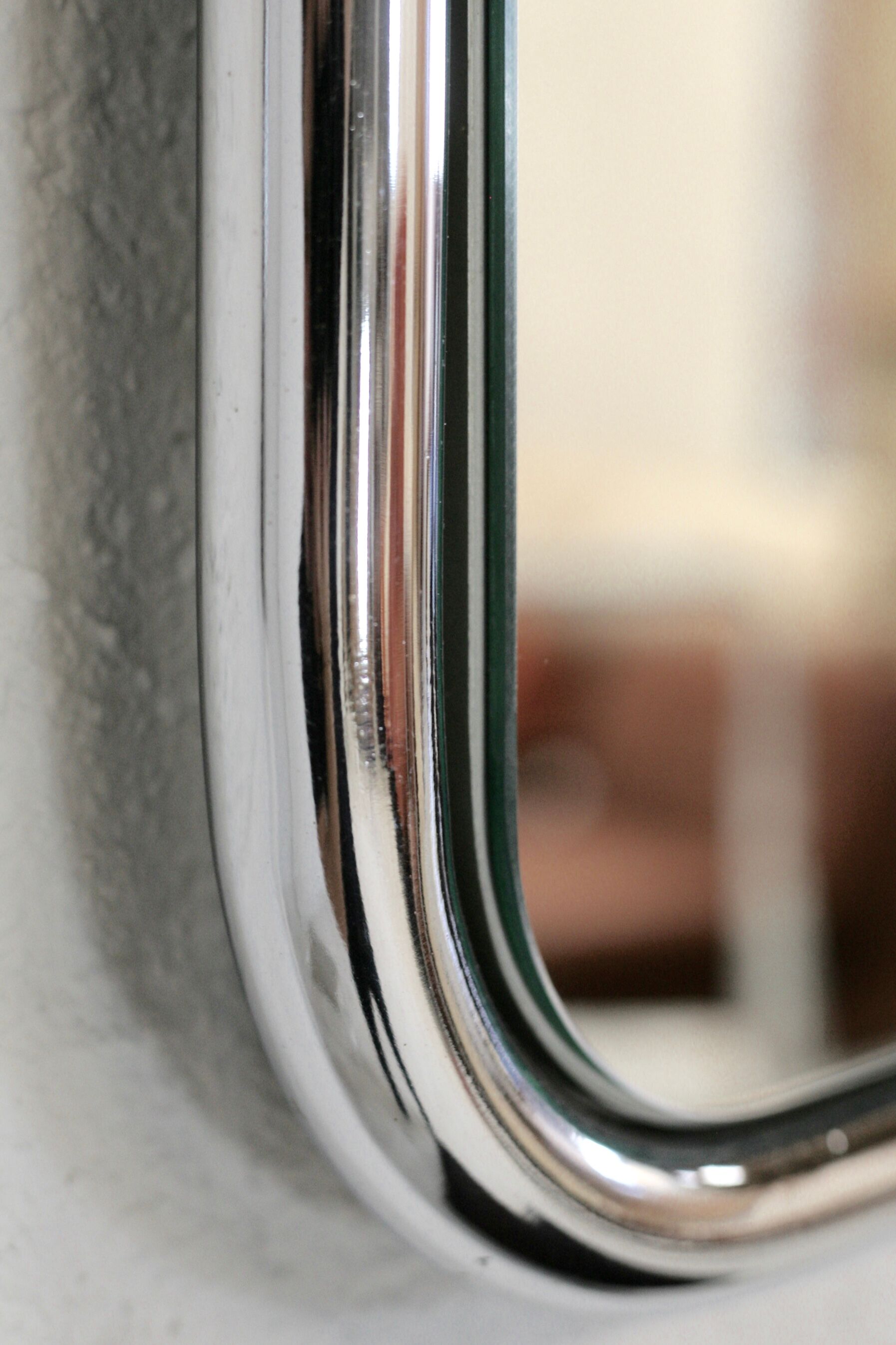 Pair of 70s tubular mirrors, chrome steel