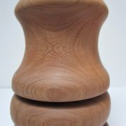 Pied de lampe XL bois massif veiné tourné vintage