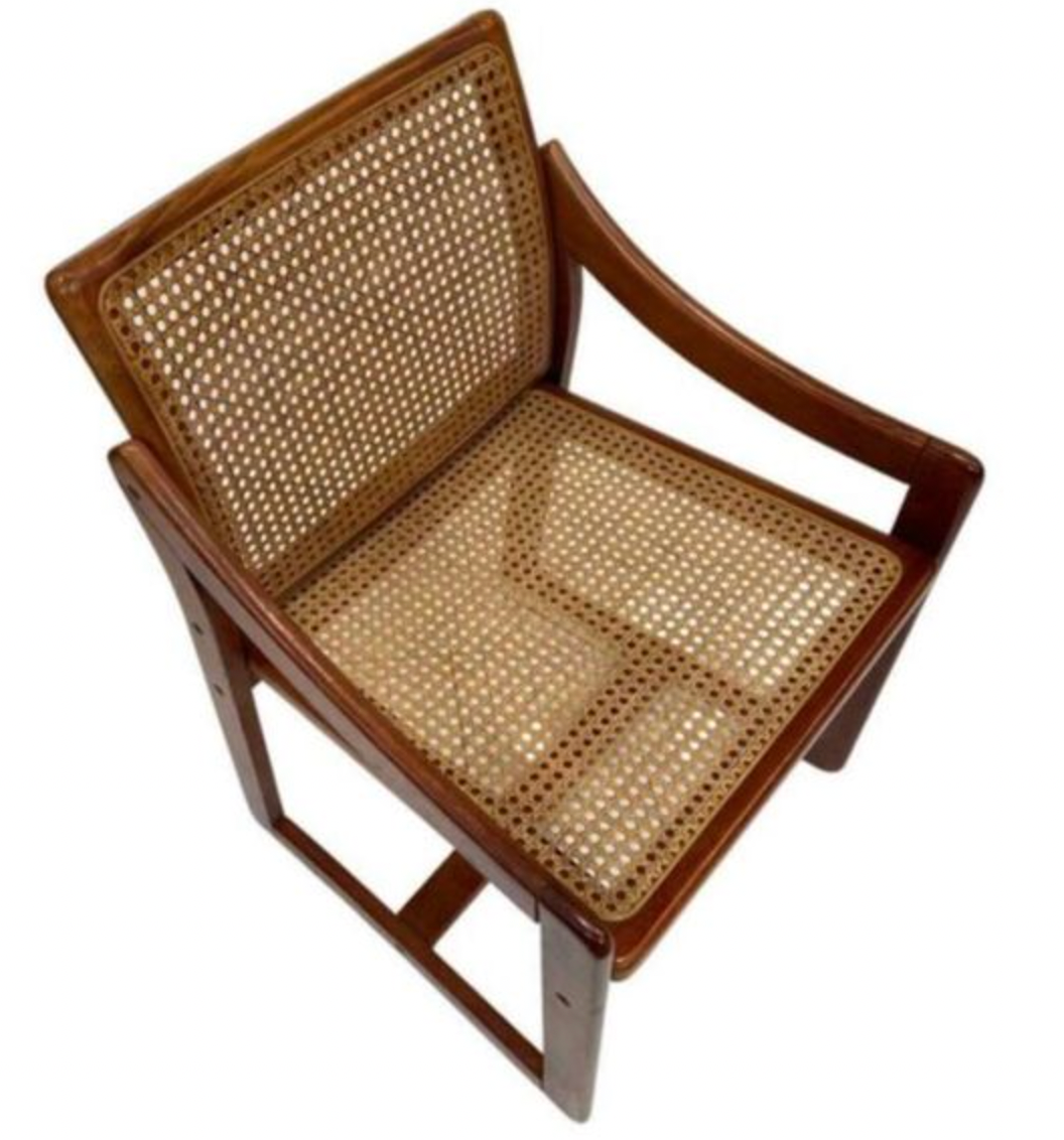 Vintage set of 4 dining chairs webbing beech wood design