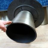 Set of three designer coffee tables in frosted metal, circa 1990/2000