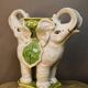 "Elephants" design chess table, enamelled, hand-painted.
