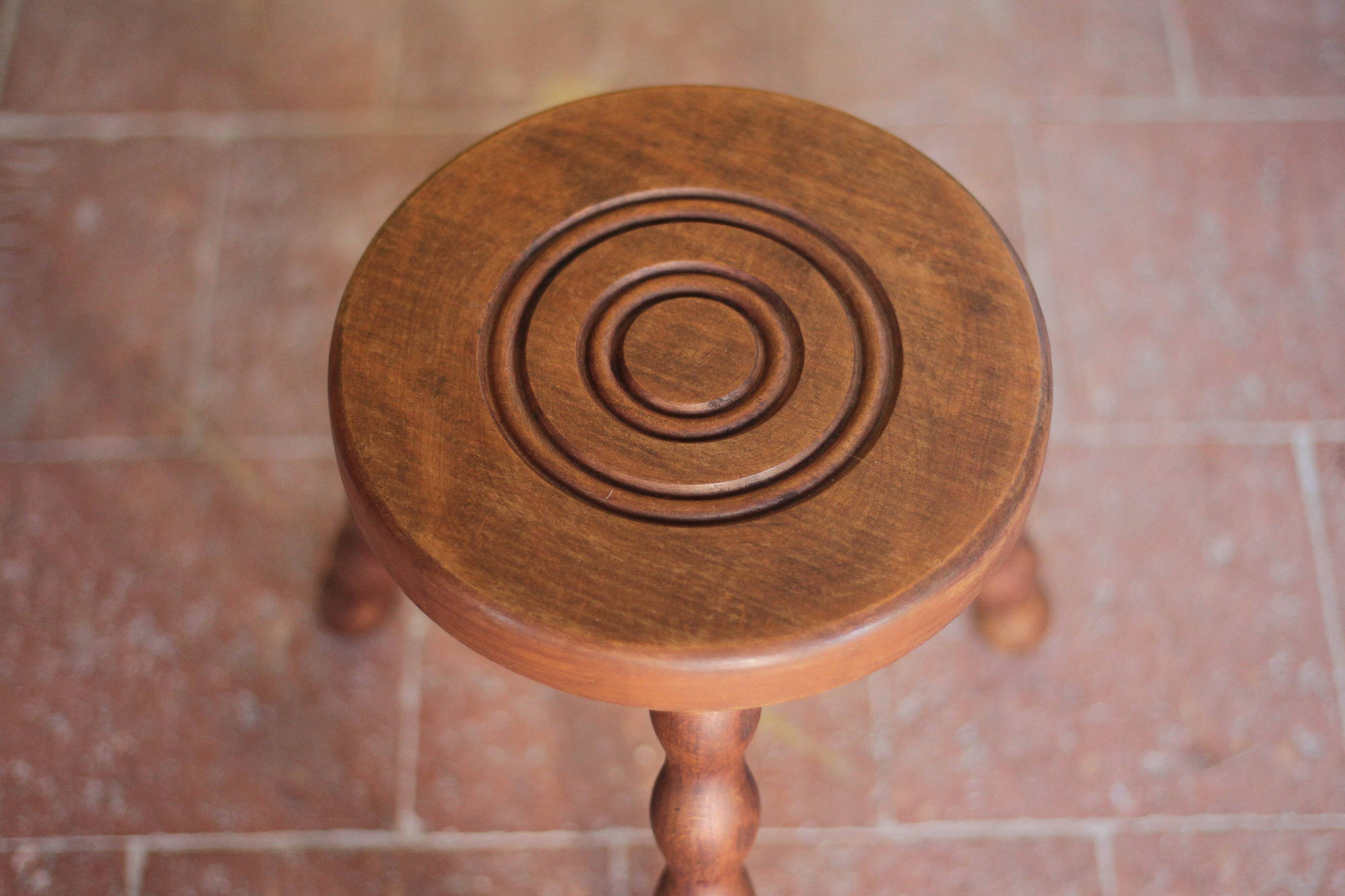 Vintage stool, wooden stool, tripod stool, accent chair