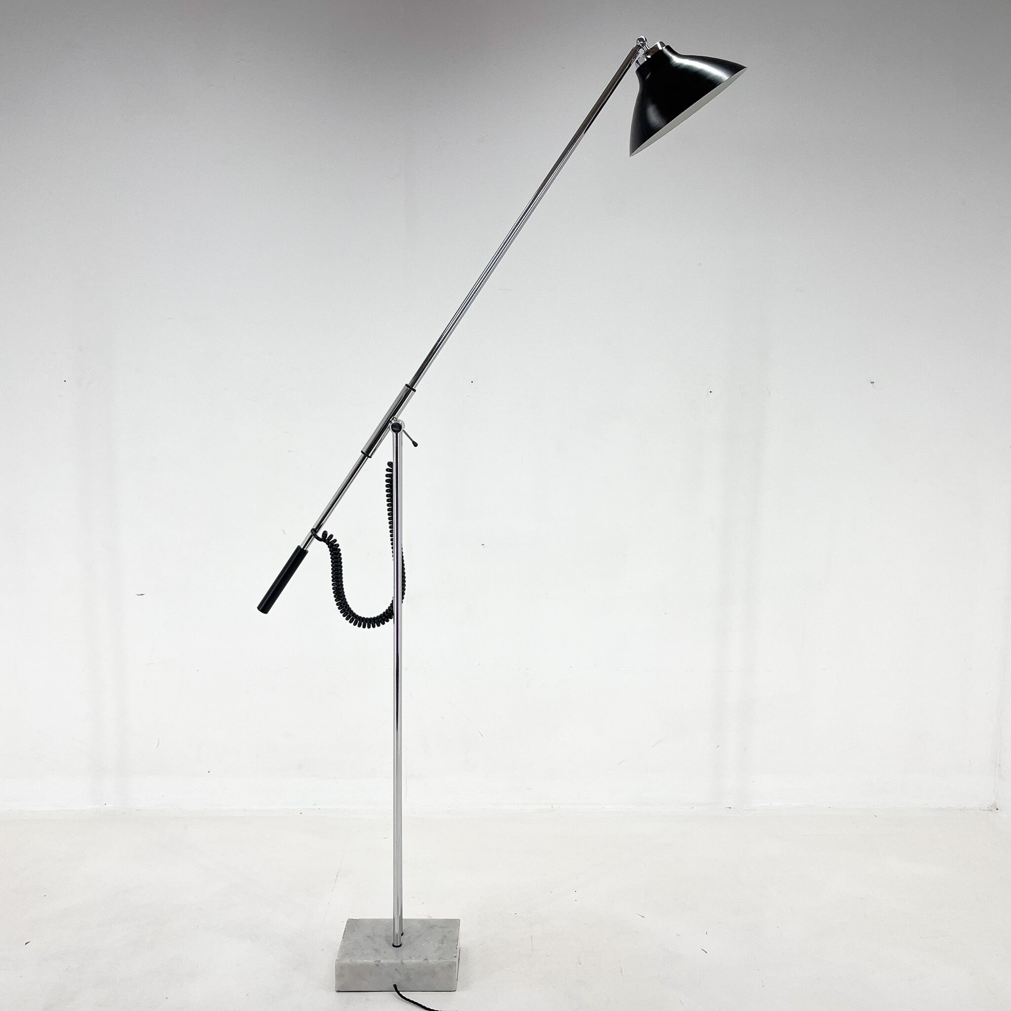 1960's italian adjustable chrome & marble floor lamp