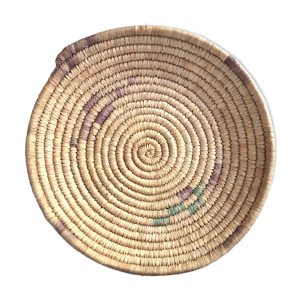 Plateau ethnique rond tressé ou