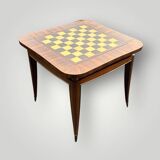 Art deco style mahogany and veneer game table