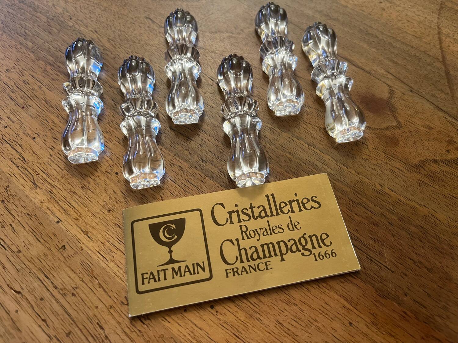 Set of 6 crystal knife rests