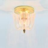 Mid-Century Modern Floral Glass & Brass Ceiling Light from Limburg, 1970s