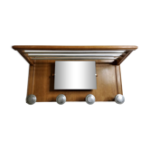 Portemanteau mural en aluminium et bois, 4 patères, de style art déco, 71 cm