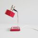 Mid century desk lamp burgundy with chrome and wood, red table lamp 1960s