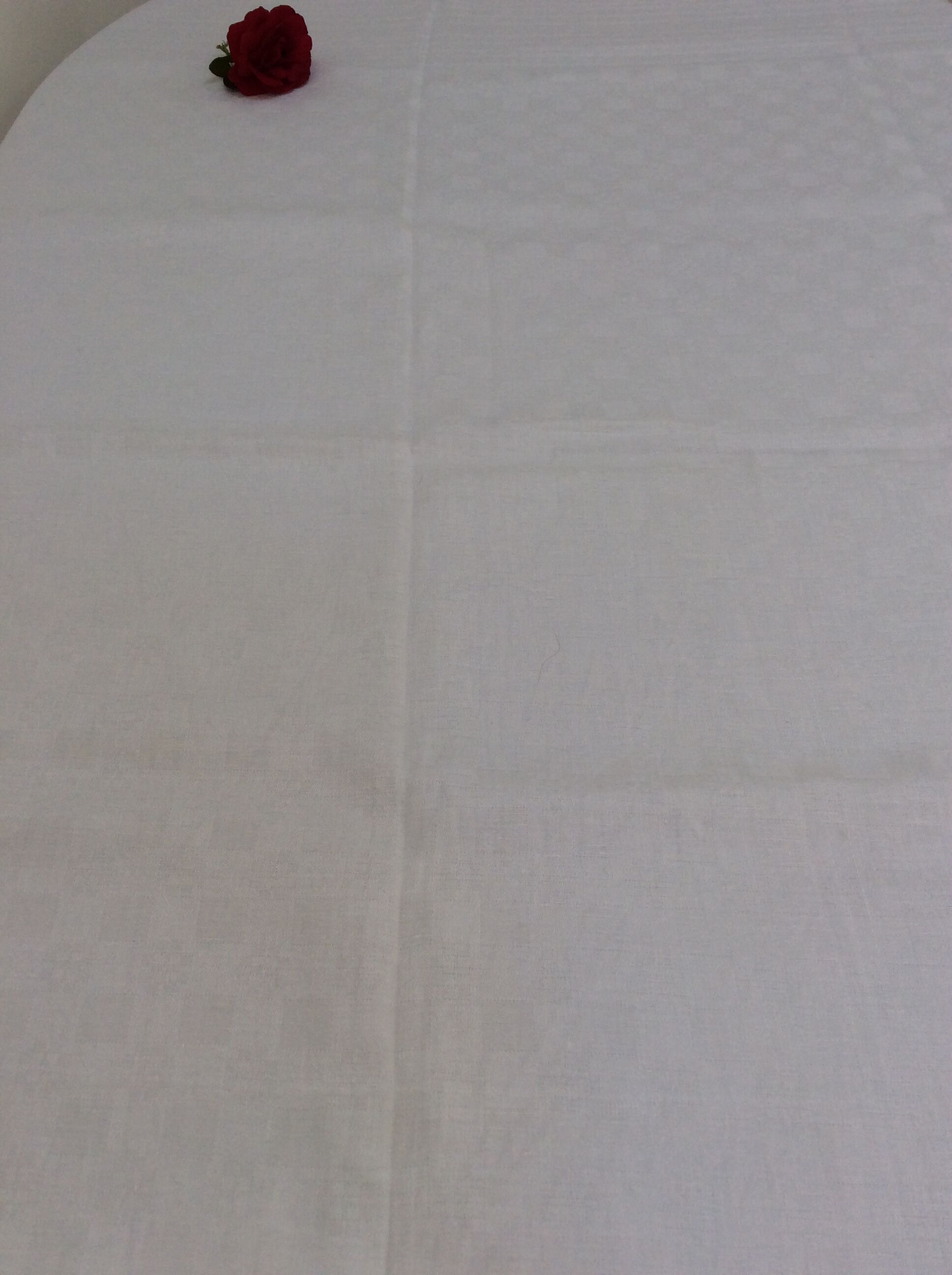 Old white tablecloth square damask cotton