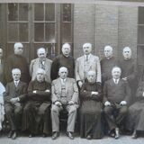 Old group photo of ecclesiastical priests, silver print