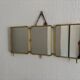 Vintage 1920s triptych barber mirror, gold with flowers, new and affordable - 28 x 60.