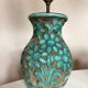 Italian glazed ceramic lamp 1960 mid century Bitossi turquoise