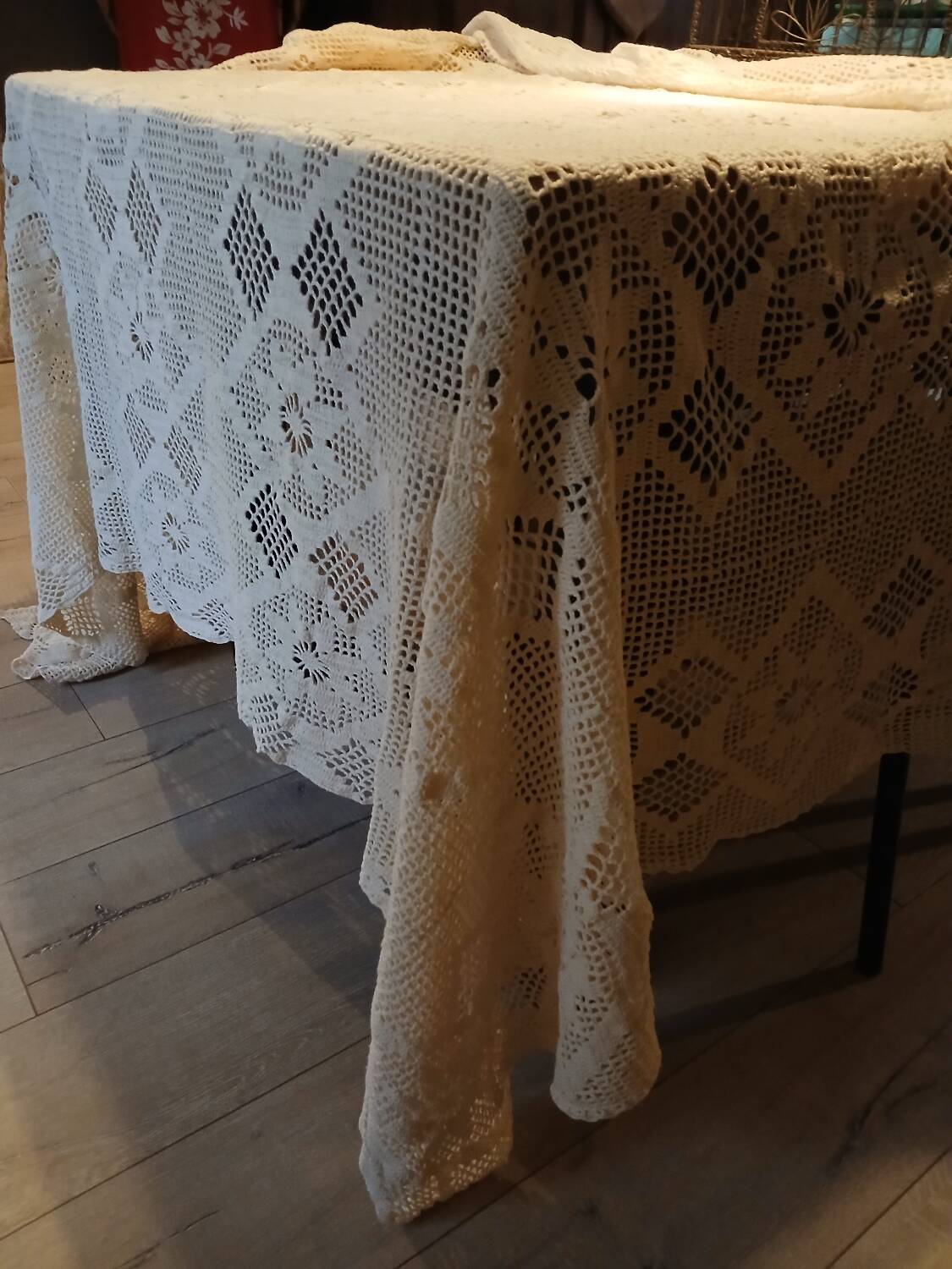 2 antique crocheted bedspreads