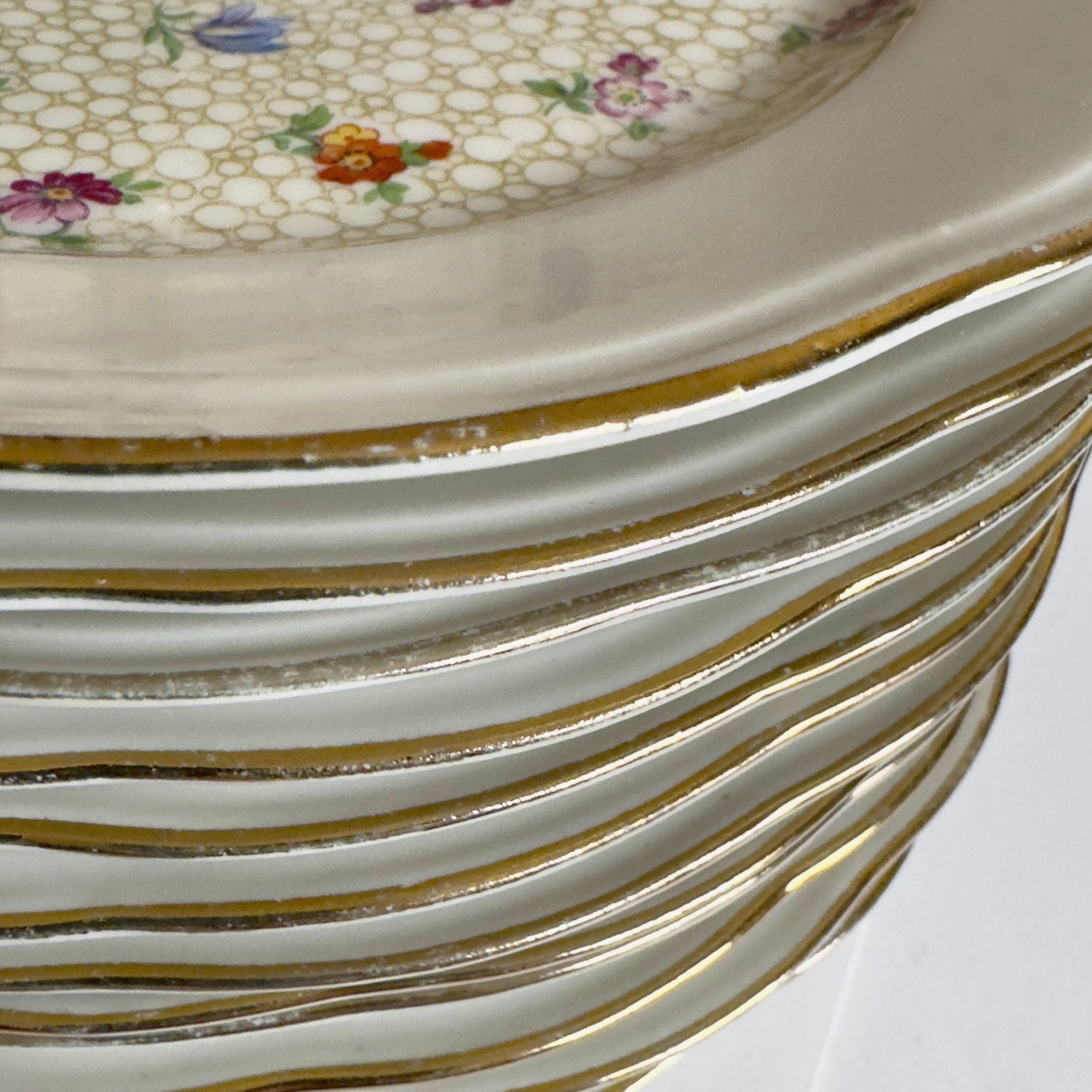 Service of 12 SFP porcelain dessert plates Société Française de Porcelaine