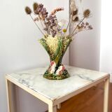 Vase en barbotine majolica gerbes de blé années 30 vintage