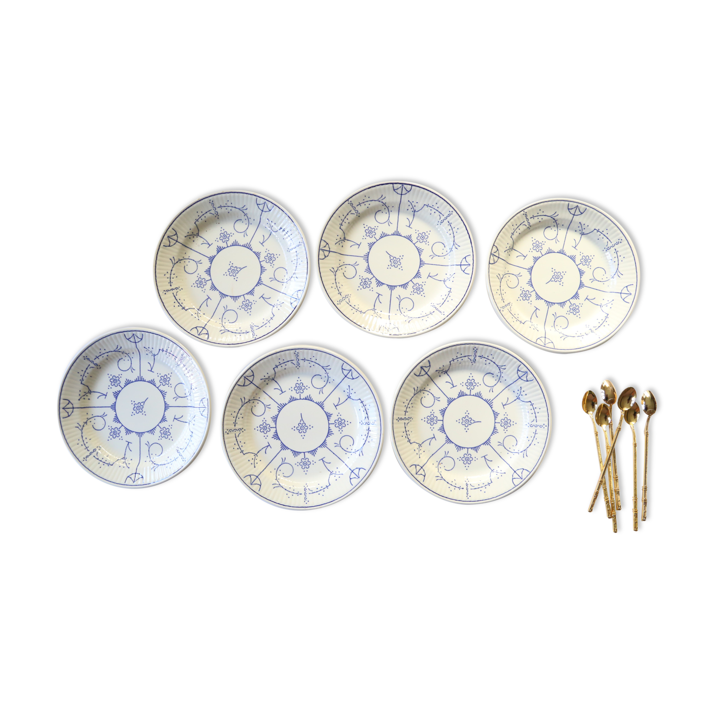 Set of 6 dessert plates Boch La Louvière Belgium, vintage, Belgium