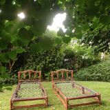 Pair of rattan beds