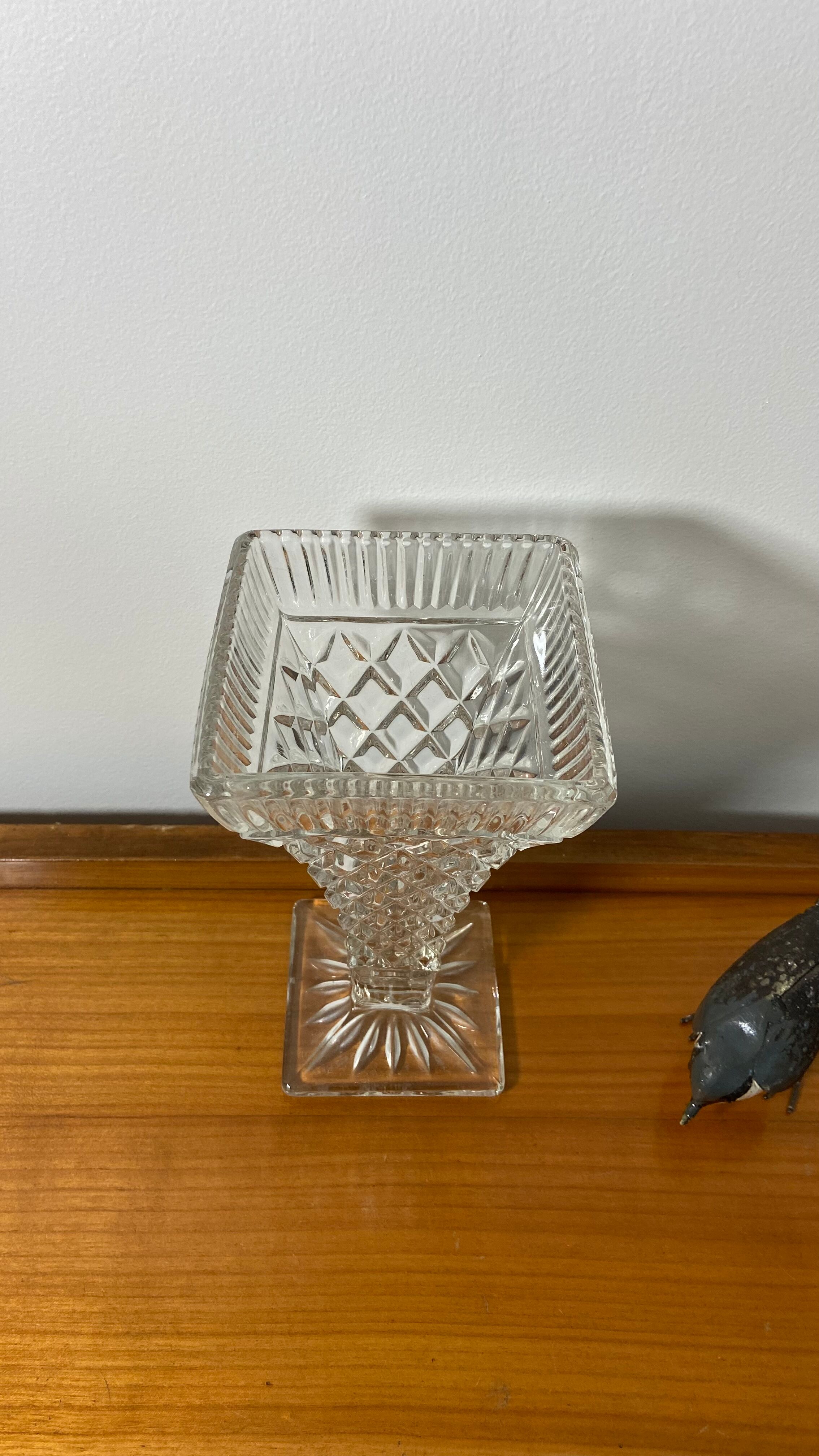 Vintage pressed molded glass vase 1960