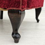 1950s, Danish vintage chair, red cotton/wool fabric, beech wood.