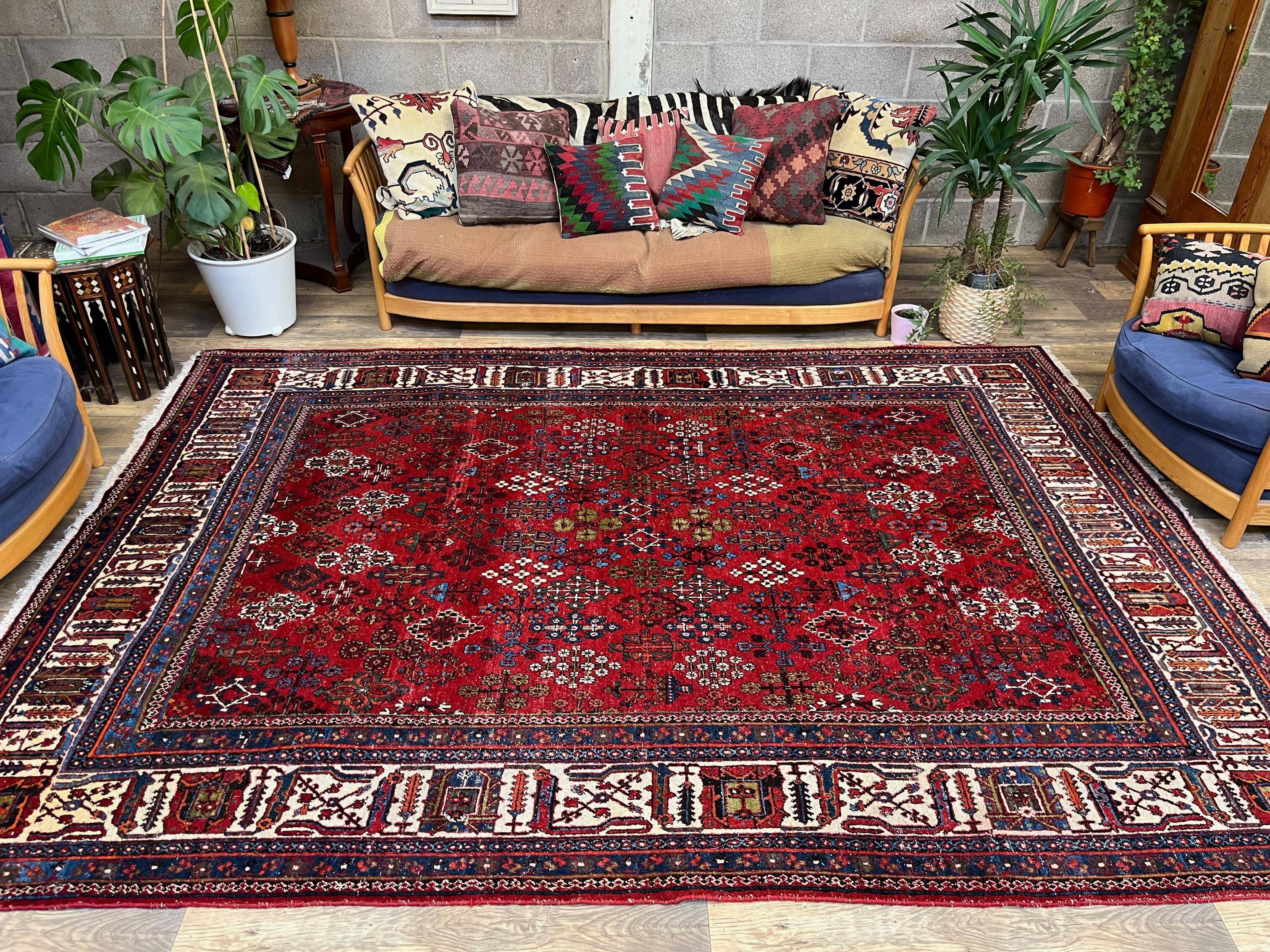 Vintage Persian Meymeh Rug, Wool Oriental HandMade Rug 328x236 cm