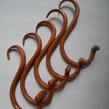 Set of five turned wooden wall hooks Thonet classic country decoration