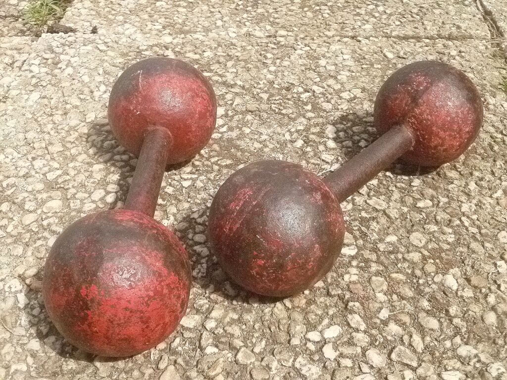 Pair of old dumbbells