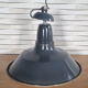 Industrial pendant lamp enamelled blue grey, vintage, 50s
