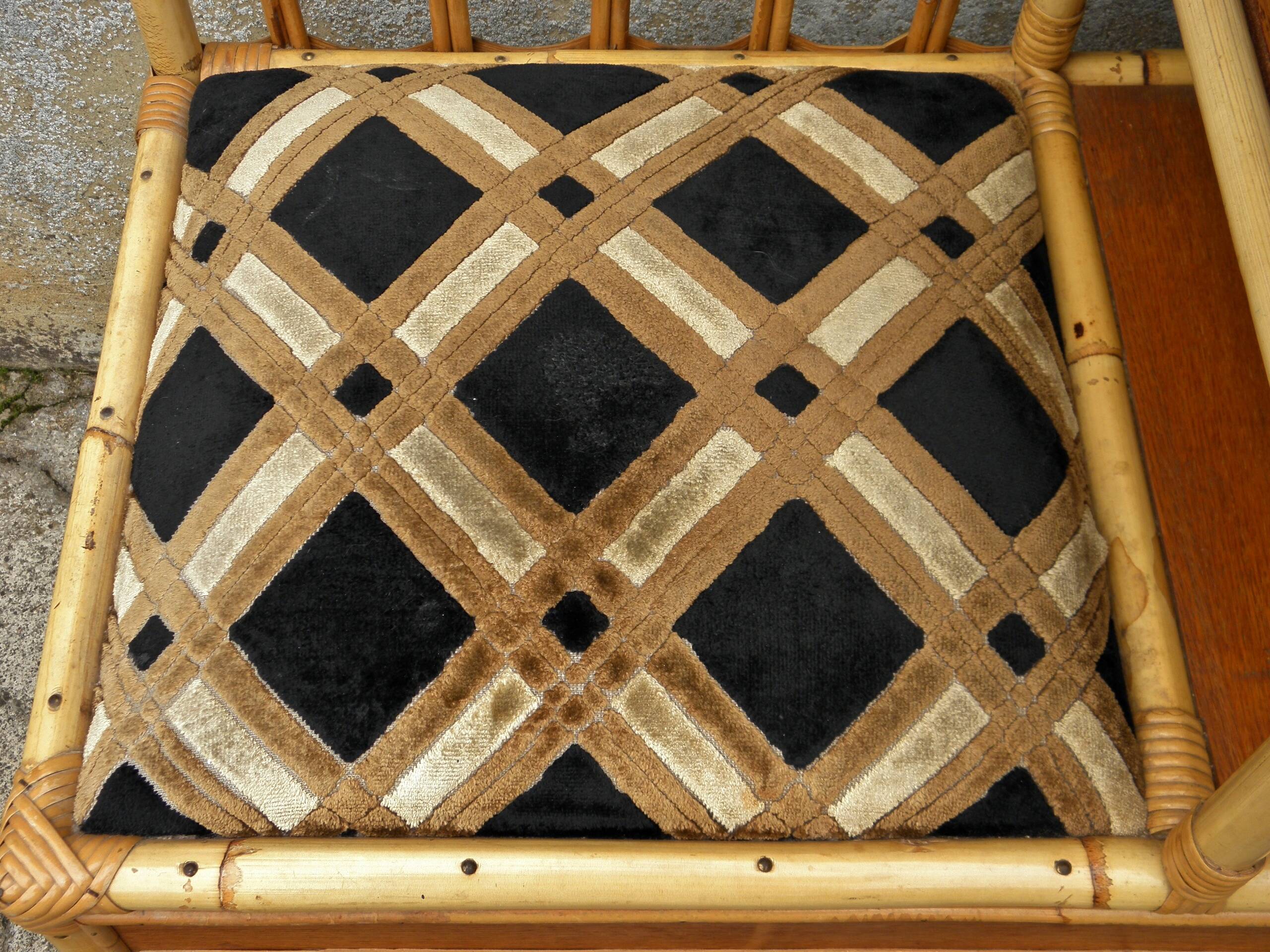70s rattan telephone bench