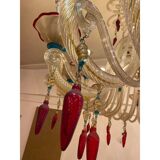 Lustre italien des années 1970 en verre de Murano multicolore avec fleurs