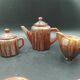 Tête-à-tête coffee service in Puisaye stoneware signed Louis Cagnat, Art Deco