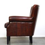 sheepskin armchair with a beautiful finish and deep color