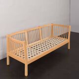 Danish mid century deep blue three seater sofa attr. to Stouby, 1980s.