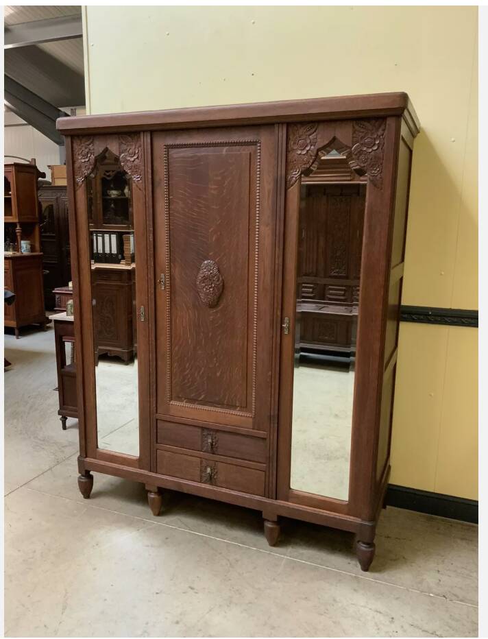Antique Art Deco wardrobe, clothes cupboard