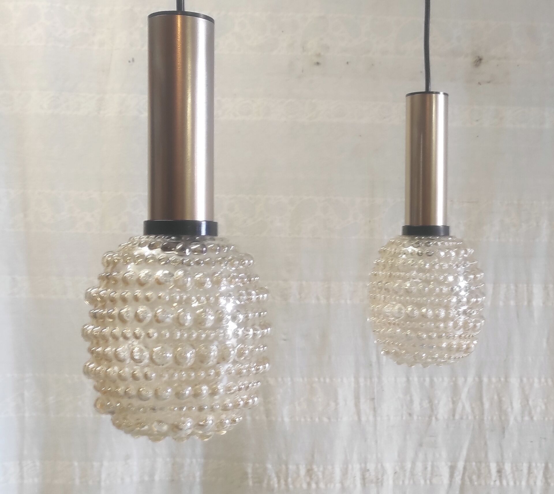 Suspensions design en verre ambré style H. Tynell - années 70
