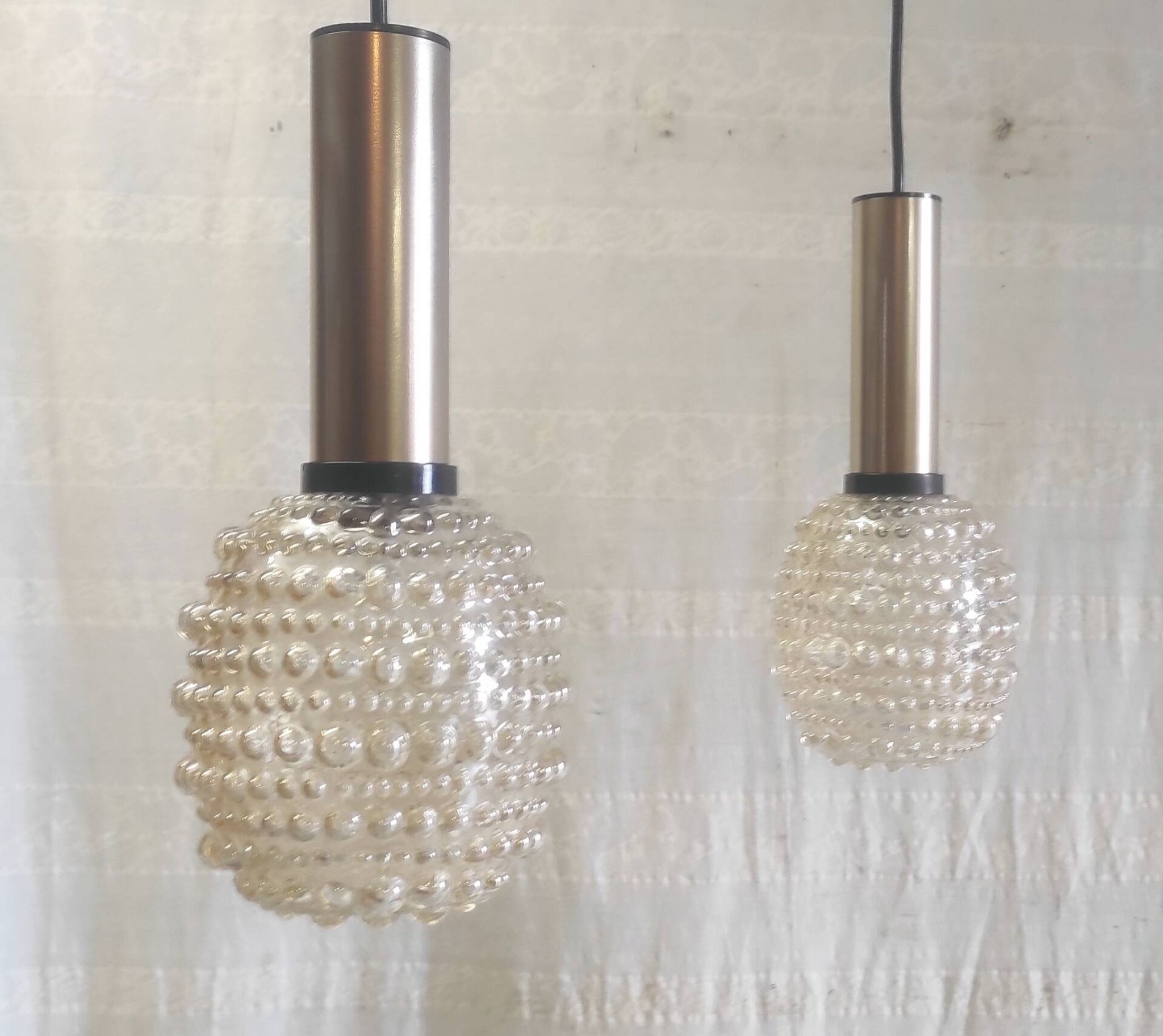 Suspensions design en verre ambré style H. Tynell - années 70
