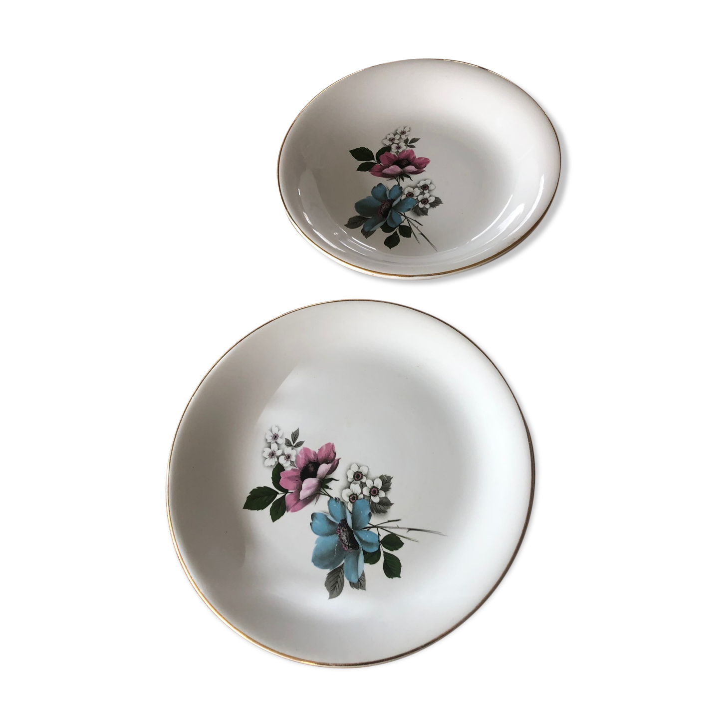 Lot of 2 serving dishes old Lunéville Badonviller model Floréal