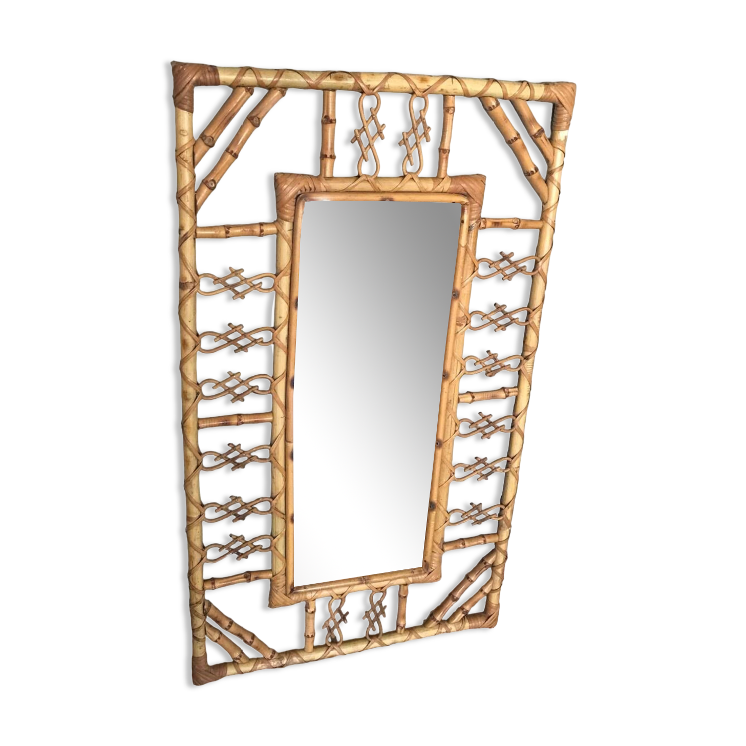 Bamboo rattan mirror design 1960 Chinoiserie