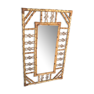 Miroir en rotin bambou - 1960
