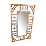 Miroir en rotin bambou design 1960 chinoiserie