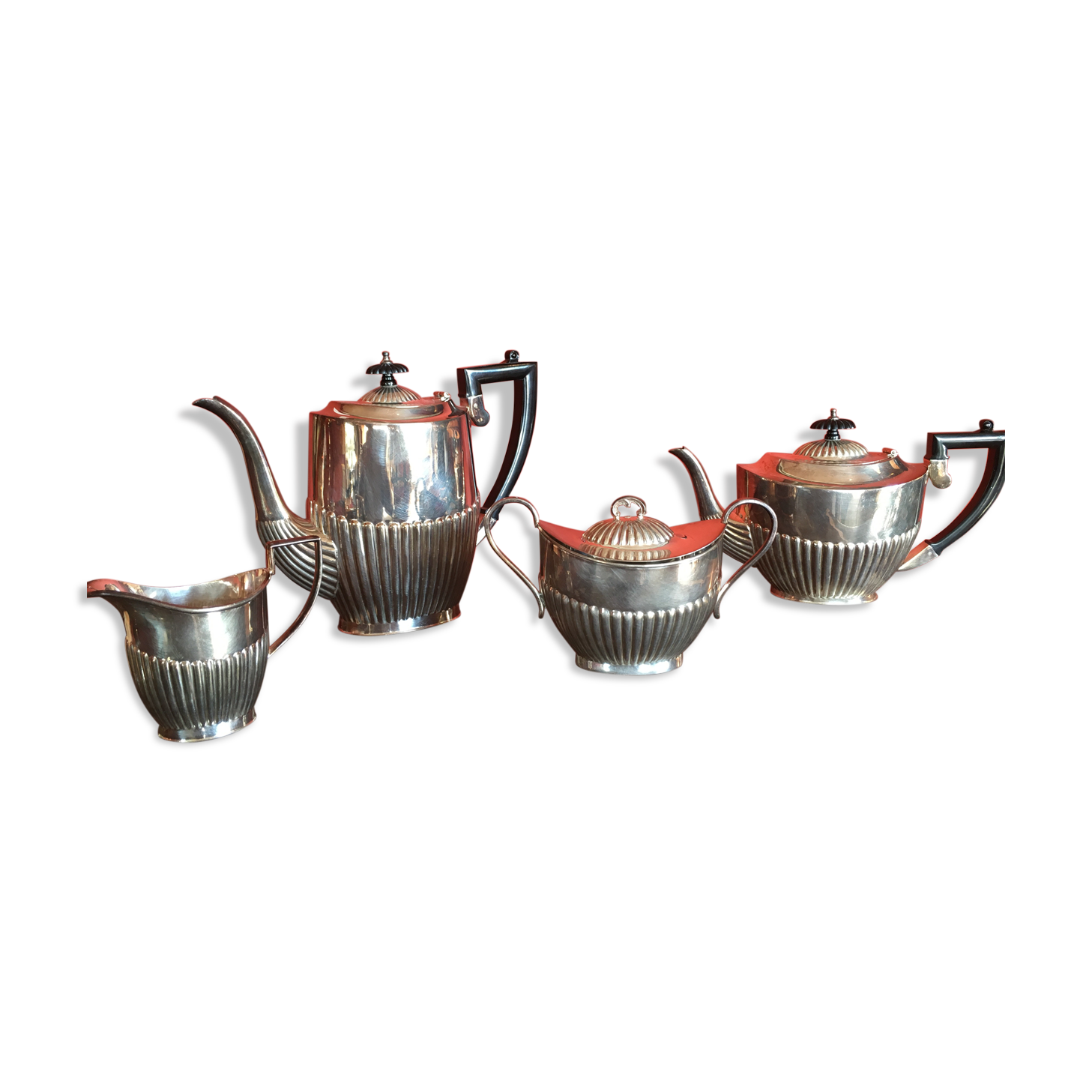 Silver metal tea and coffee set