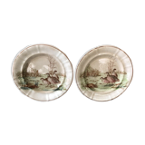 Earthenware of Longwy xix th 2 plates decoration partridge