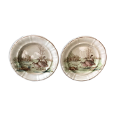 Earthenware of Longwy xix th 2 plates decoration partridge