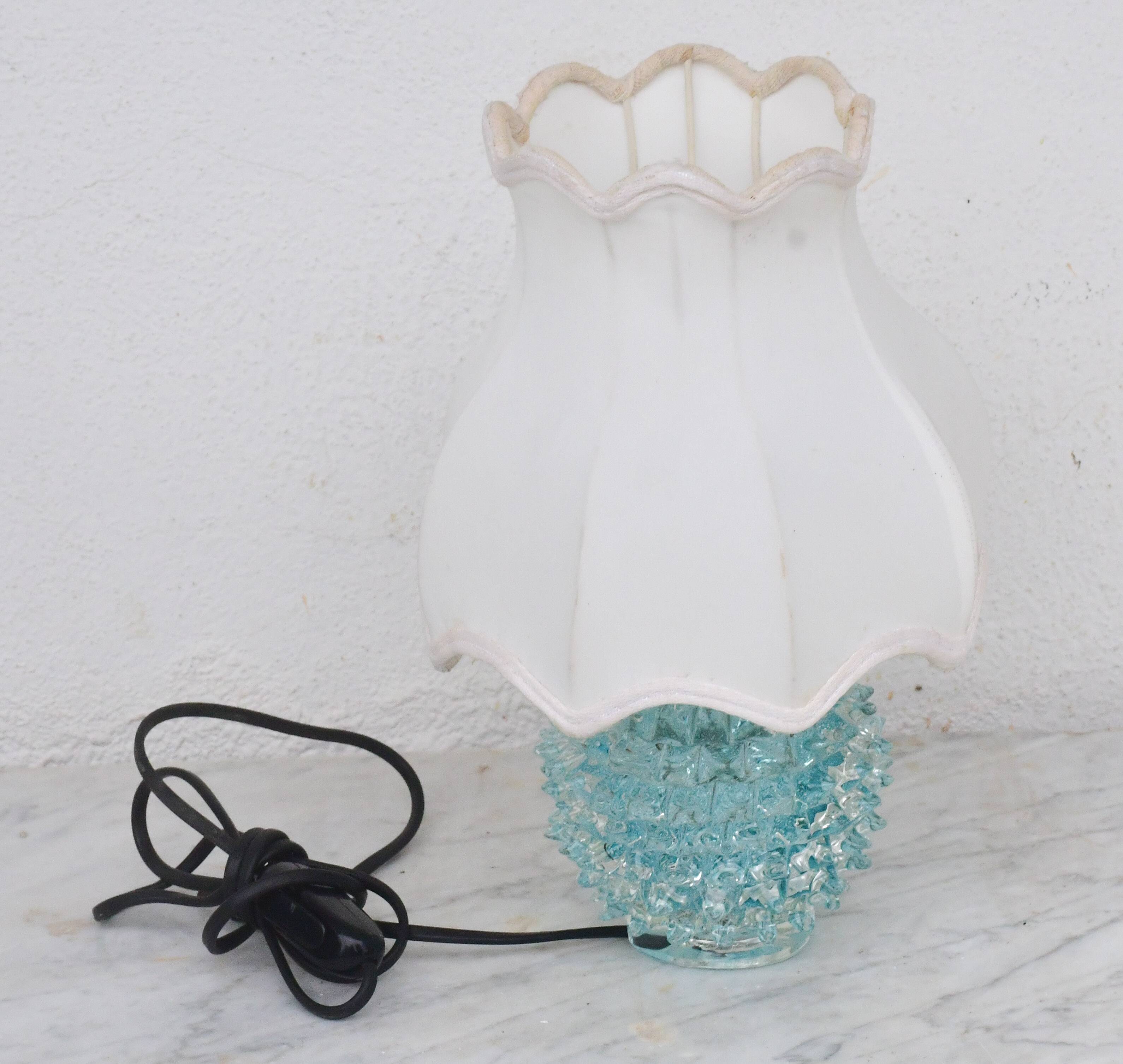 Rare blue table lamp in rostrato Murano glass vase for Barovier & Toso, 1950s