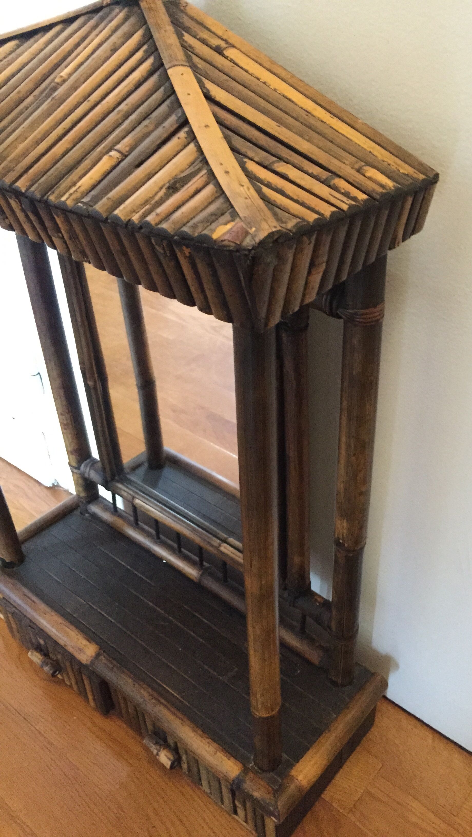 Miroir pagode en bambou 78 x 52 cm
