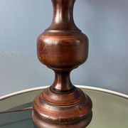Vintage wooden table lamp with pleated shade